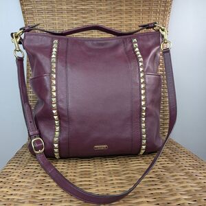 Coach Park Oxblood Red Leather Hobo Crossbody Tote Shoulder Bag Stud Detail